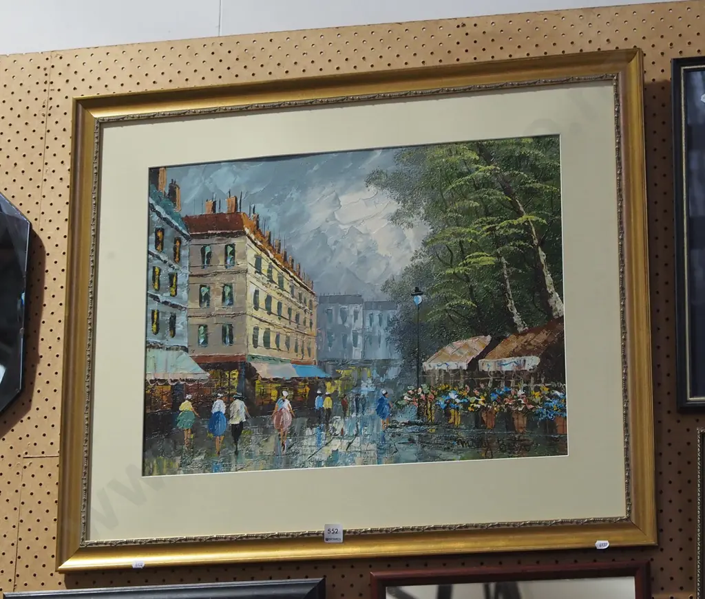 framed oil - Paris street scene - no glass Image 1++