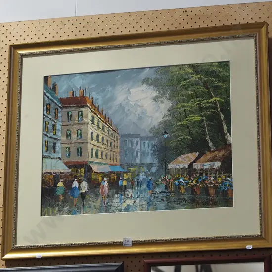 framed oil - Paris street scene - no glass
