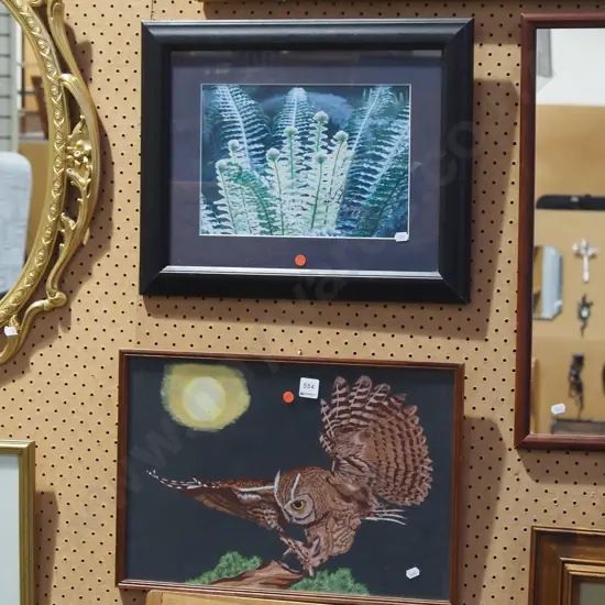 framed acrylic - owl, photo print - red dots
