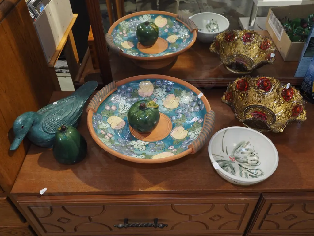 terracotta fruit bowl, ceramic fruit, pottery bowl, duck canister etc Image 1++