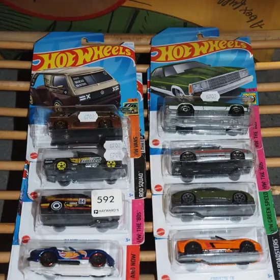 8x as new carded Hotwheels vehicles
