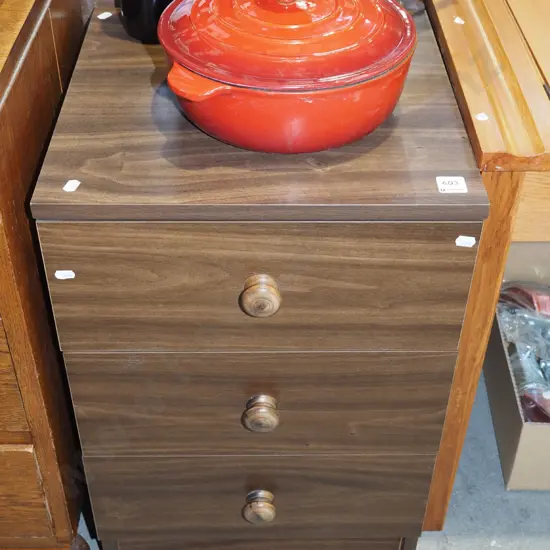 mdf 3 drawer faux wood bedside cabinet