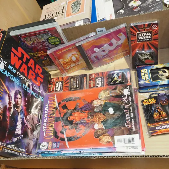 box; Star wars books, CDs etc