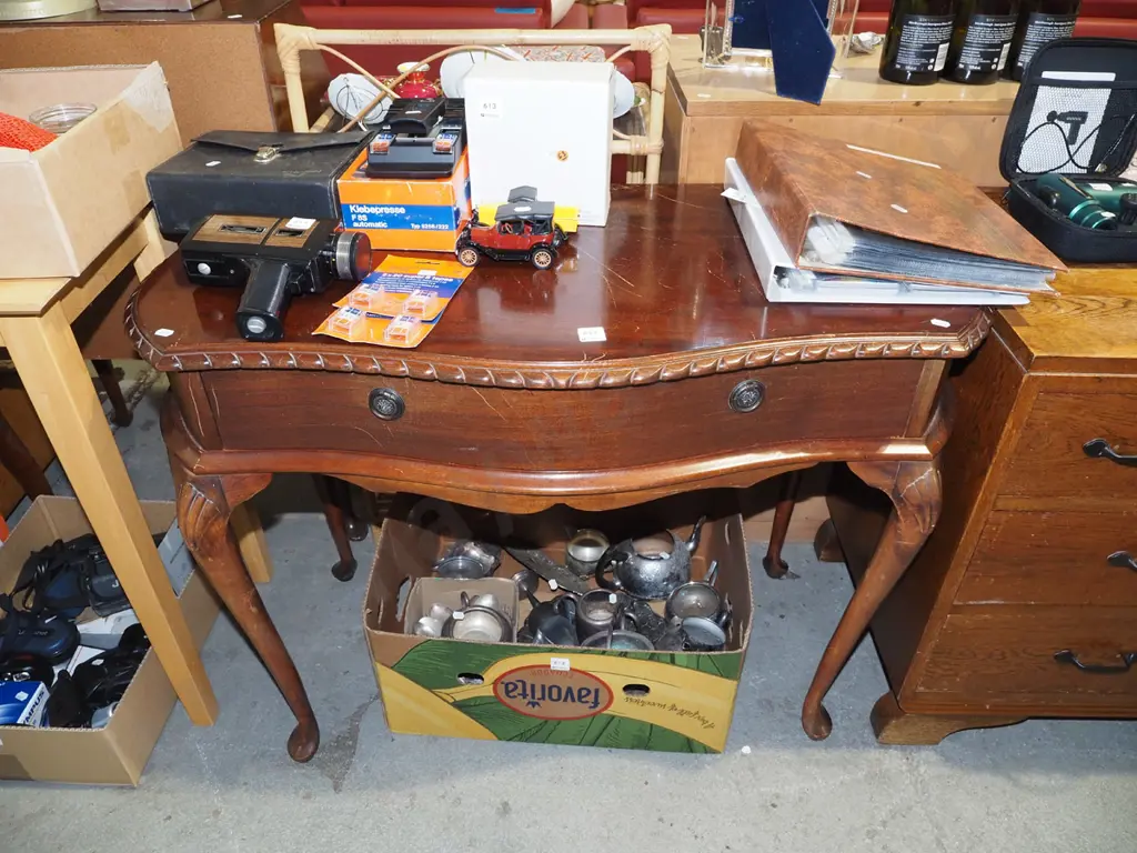 cab leg mahogany single drawer hall table - scratches to varnish H725 W920 D470 Image 1++
