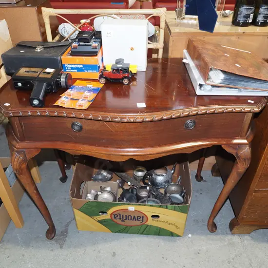 cab leg mahogany single drawer hall table - scratches to varnish H725 W920 D470