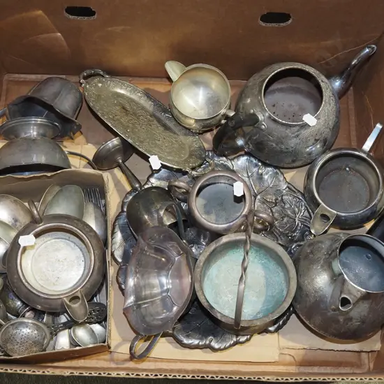 box of plated ware