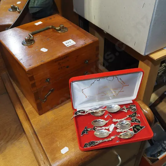 oregon box, cased teaspoons