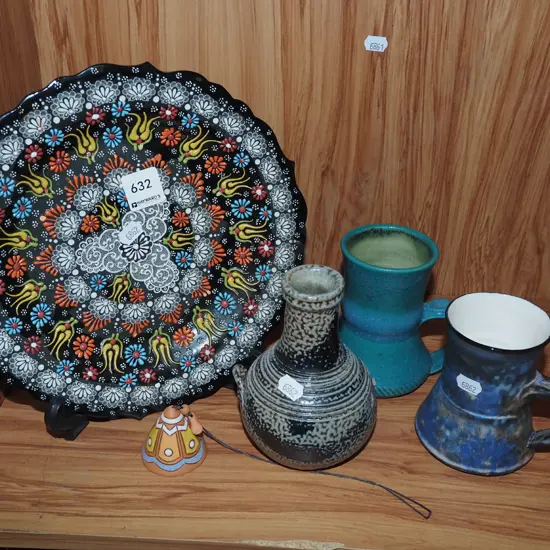 handmade plate, studio pottery cup, vase