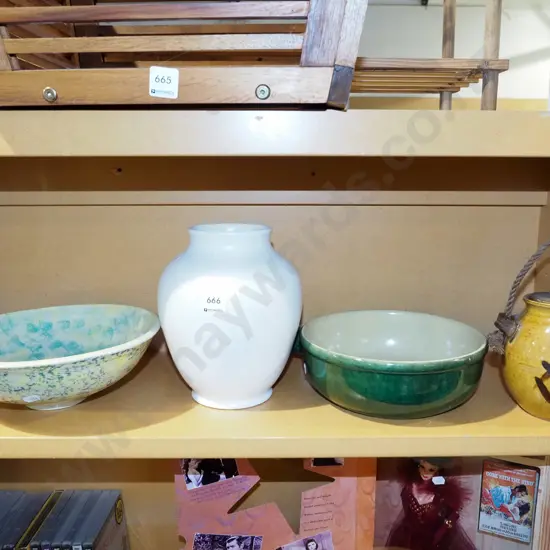 ceramic bowl, vases, storage canister, can
