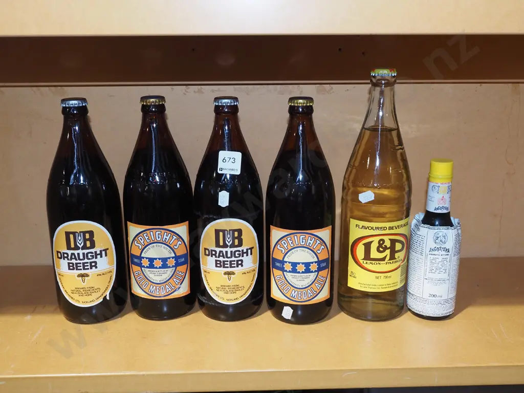 retro - 4x beer bottles, L&P bottles, bitters bottle - all full Image 1++