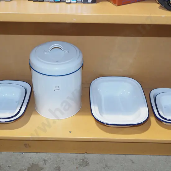 enamel dishes, lidded storage canister H270