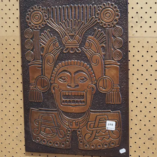 Mayan  style pressed copper artwork