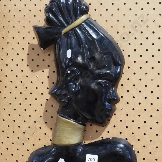 plaster wall mounted female silhouette - chips