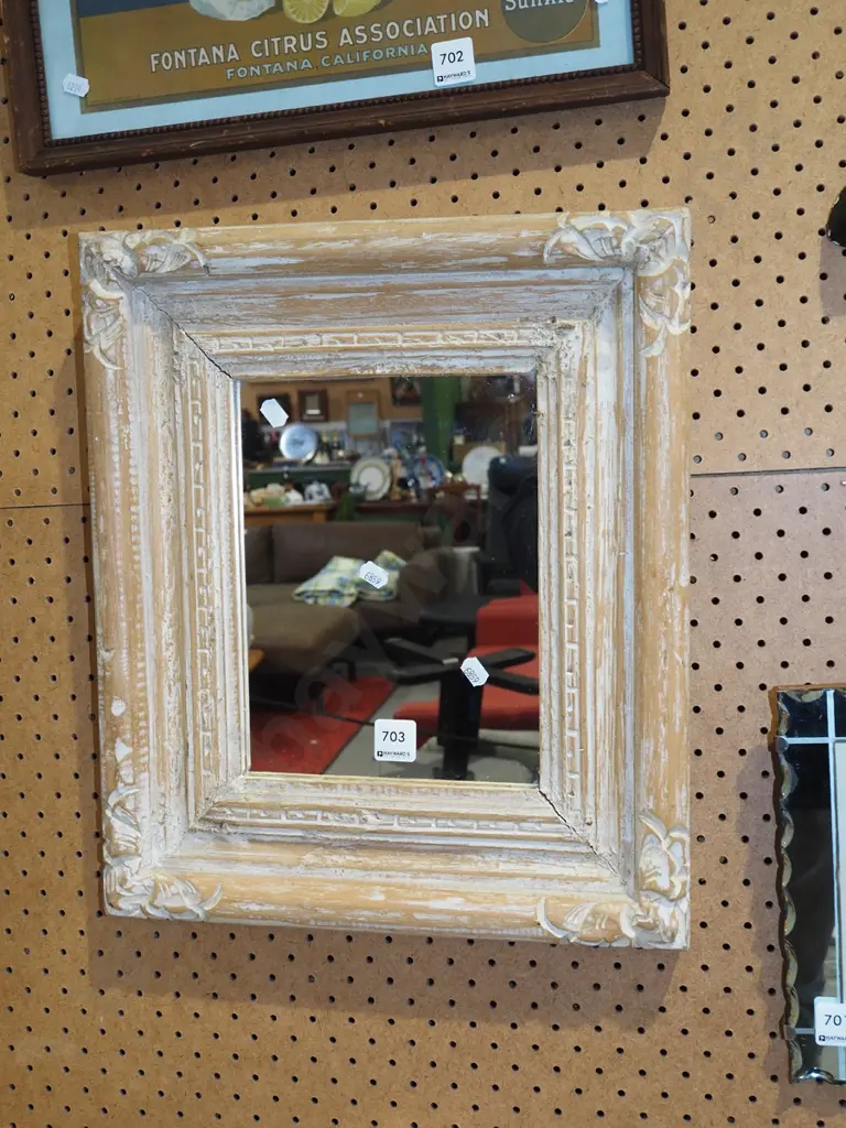 rustic wood framed wall mirror Image 1++