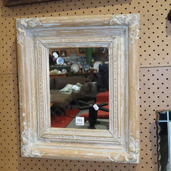 rustic wood framed wall mirror