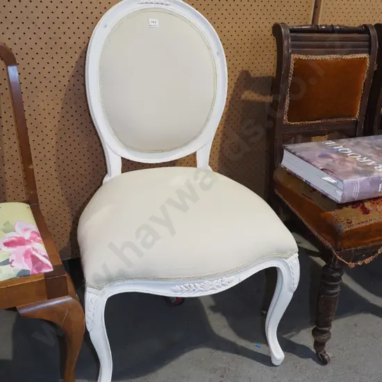 reproduction French style balloon back armchair