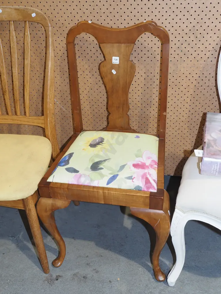 beech cab leg splat back upholstered chair Image 1++