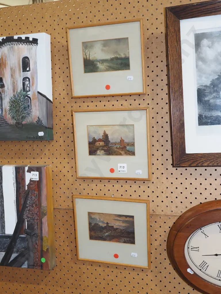 3x framed prints - landscapes - red dots Image 1++