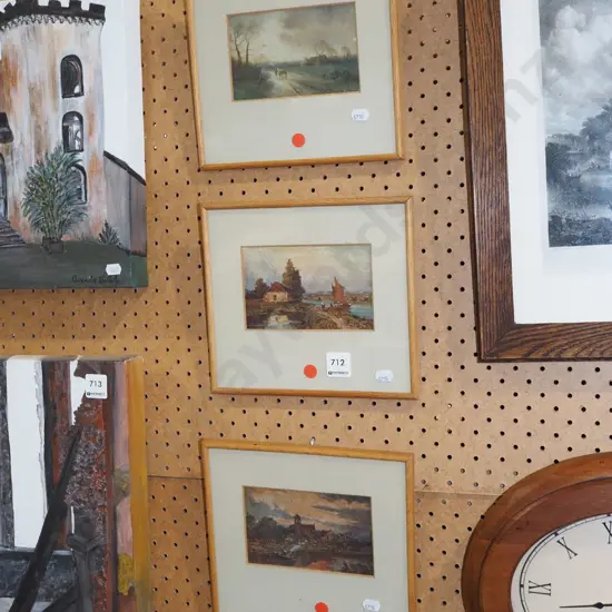 3x framed prints - landscapes - red dots