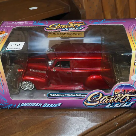 boxed diecast model of 1939 Chevy delivery van