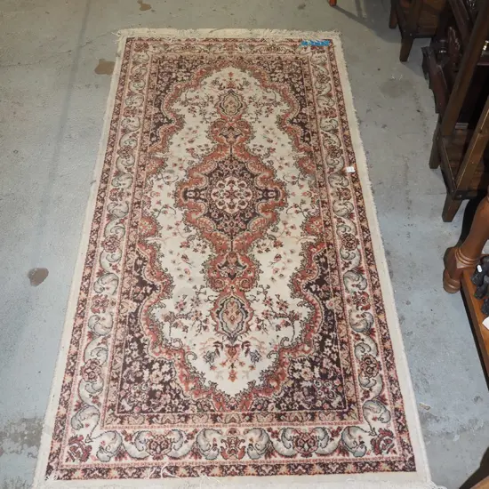 woollen floor mat - red, brown, cream L1790 W920