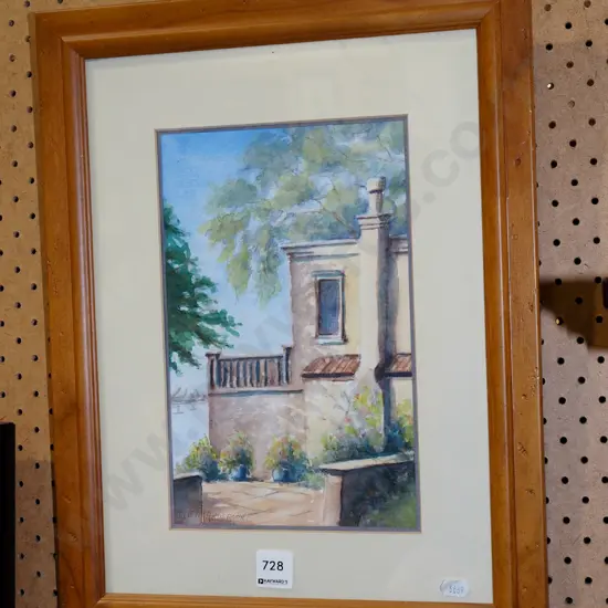 framed watercolour - house among trees