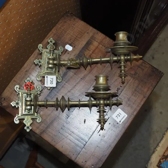 2x brass piano sconces