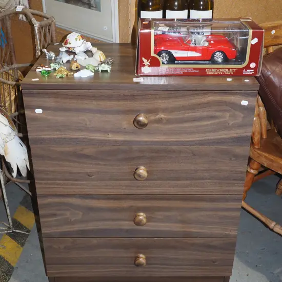 mdf fuax wood veneer 4 drawer chest H770 W600 D400