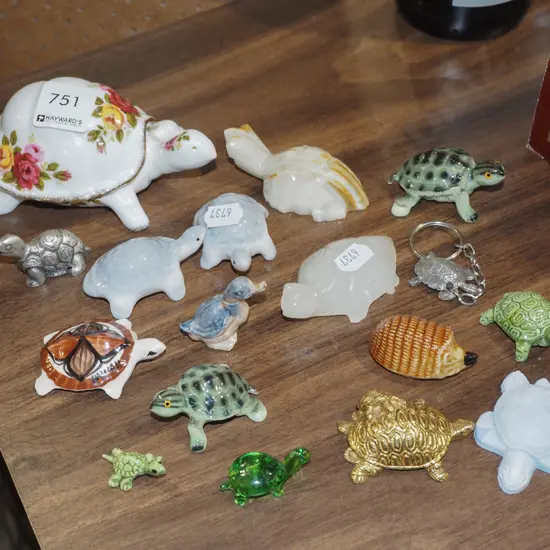 assorted animal figurines - turtles, ducks