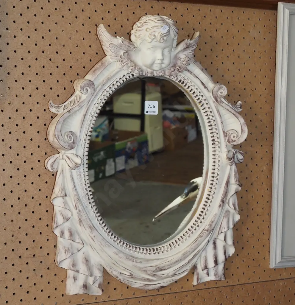 ornate cherub themed wall mirror H570 Image 1++