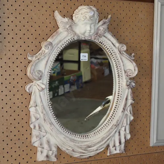 ornate cherub themed wall mirror H570