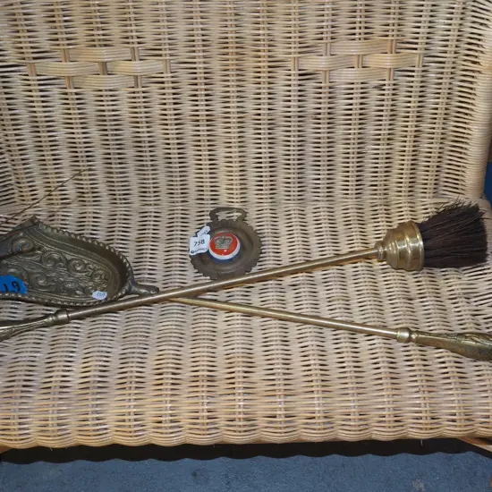 QEII bottle opener, fireside brush and shovel