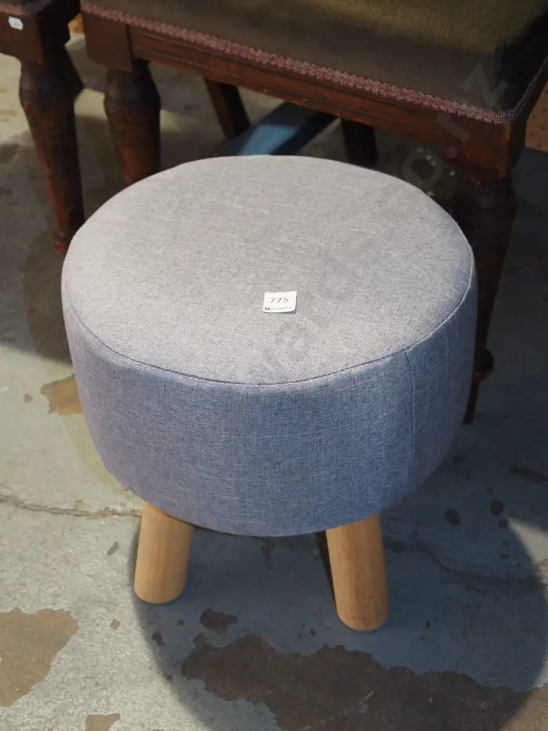 grey upholstered footstool Image 1++