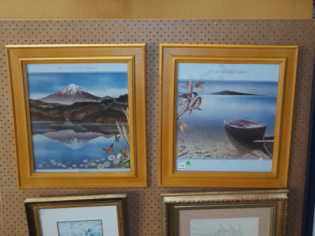 2x The Art of John Clifford framed prints - green dots Image 1++