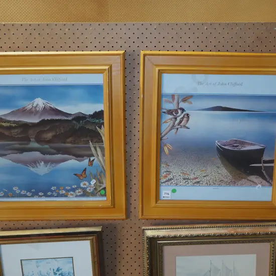 2x The Art of John Clifford framed prints - green dots