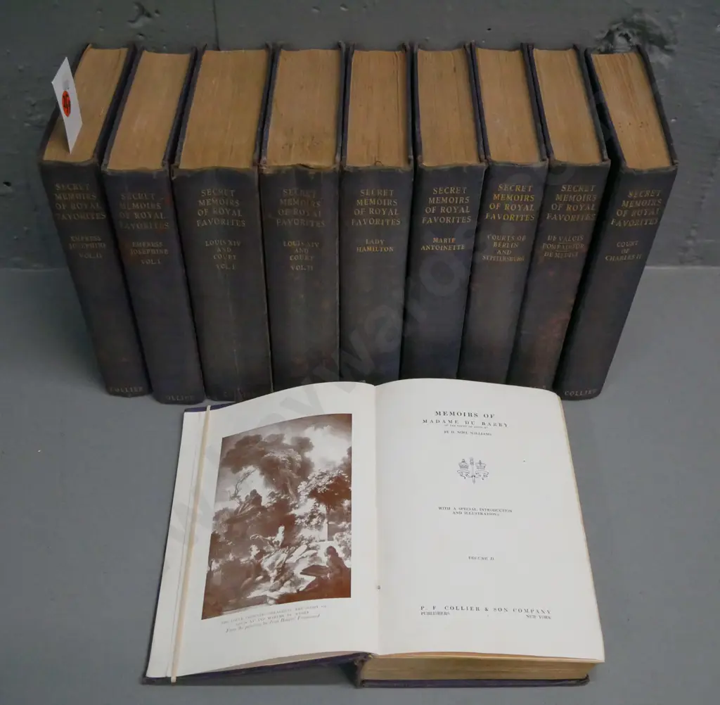 10x Secret Memoirs of Royal Favorites, PF Collier & Son New York 1910. Some wear & staining to covers. Image 1++