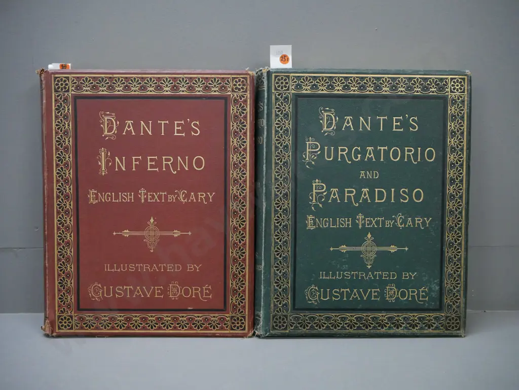 2x Dante: Dante's Inferno, Dante's Purgatorio & Paradiso. Illustrated by Gustave Dore, Cassell Petter & Galpin. Image 1++