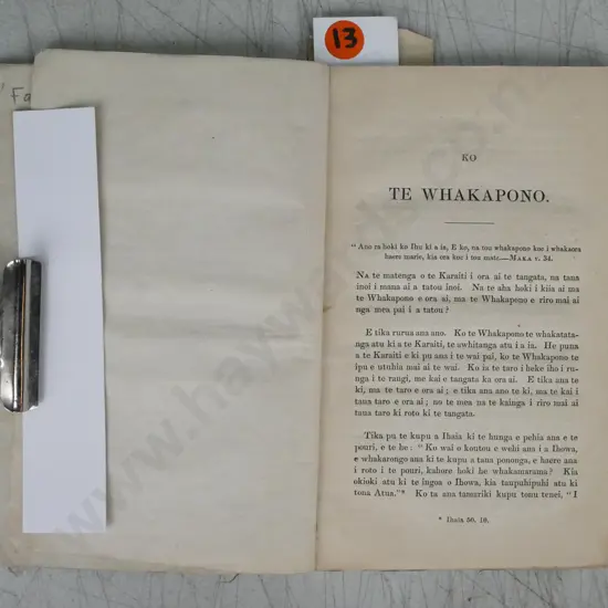 Te Whakapono & Seven Other Sermons by Rev Robert Maunsell, Church Mission Press, 1846.