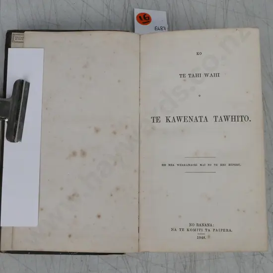 Ko te Tahi Wahi Kawenata Tawhito [Old Testament of Bible in Te Reo Maori], TR Harrison, London 1848.