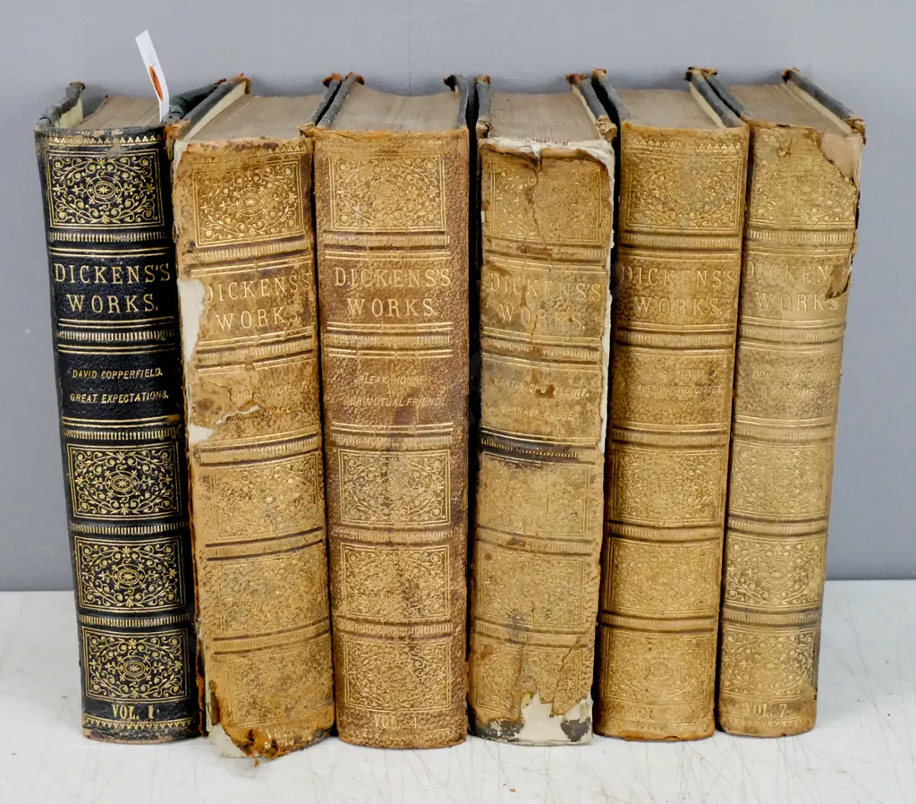 6x Dickens's Works, Vol 1, 2, 4, 6, 7 & [unreadable], Chapman & Hall, Virtue & Co., n.d. Image 1++