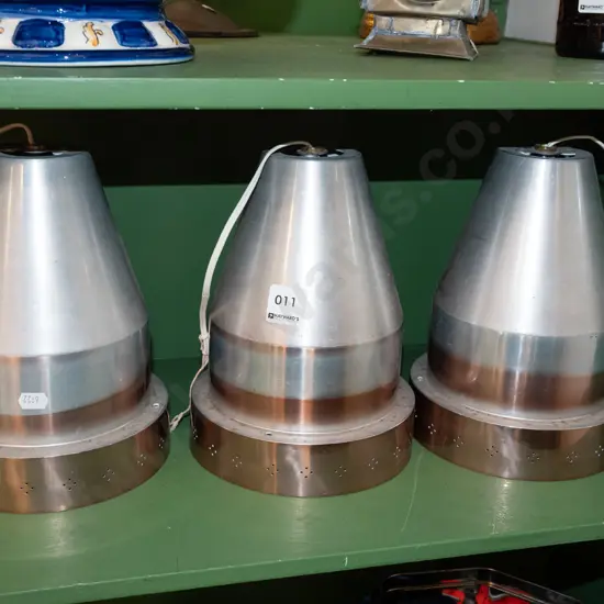 3x retro spun aluminium light shades - some fading H225