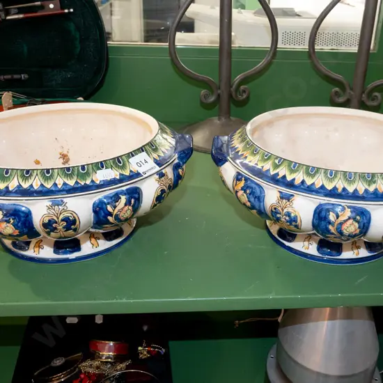 2x hand painted bowls - crazing