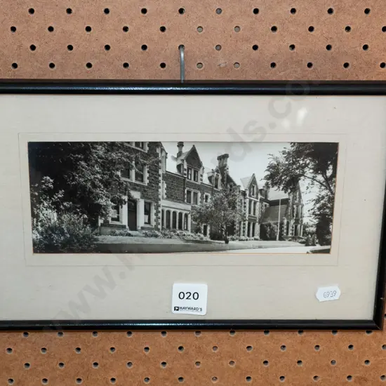 small framed black and white photographic print - Columba boarding house