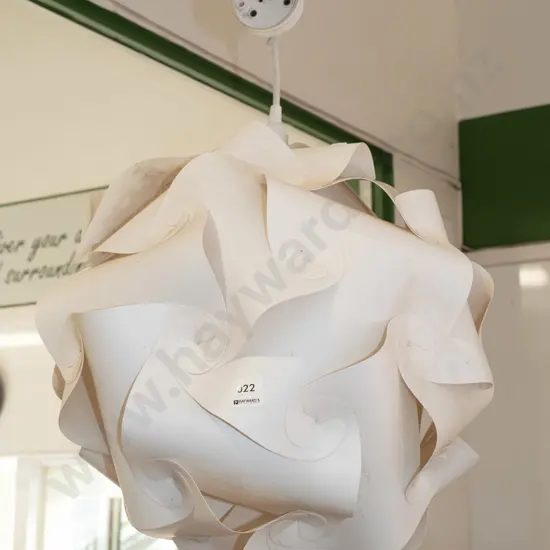 white plastic pendant light shade - needs a clean