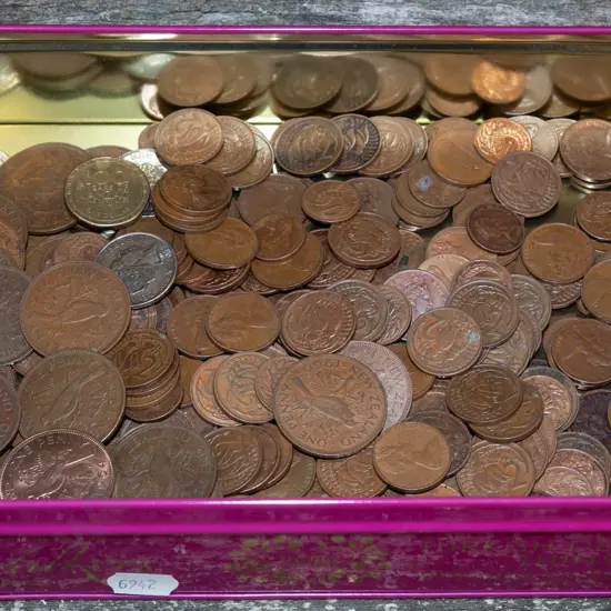 tray of copper coins