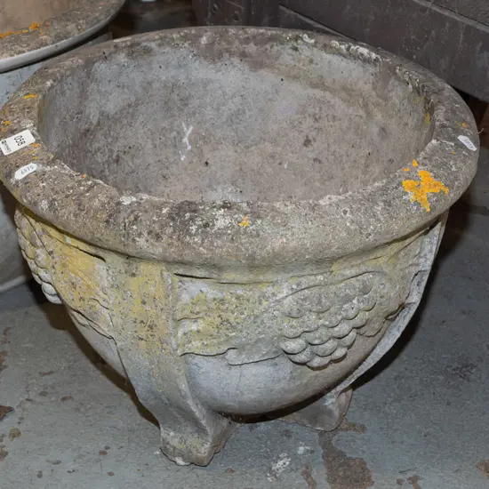 cast concrete classical themed garden planter Diam400