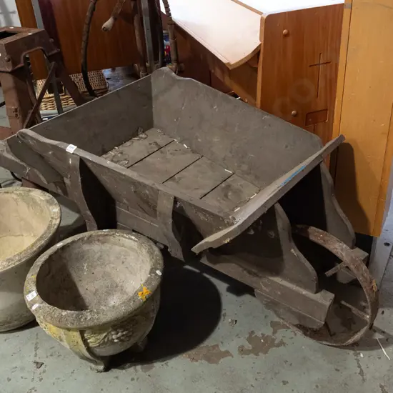 restored vintage gardener's wheelbarrow