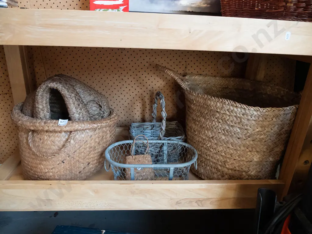 assorted cane, seagrass and metal baskets Tallest H320 Image 1++