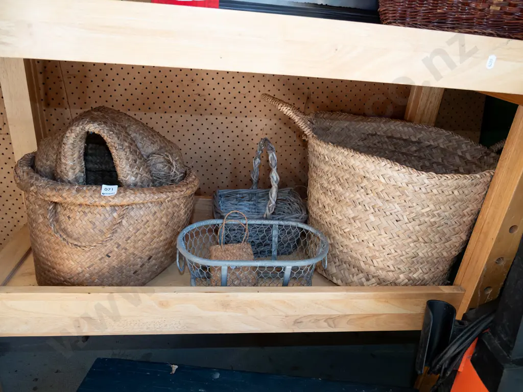 assorted cane, seagrass and metal baskets Tallest H320 Image 1++