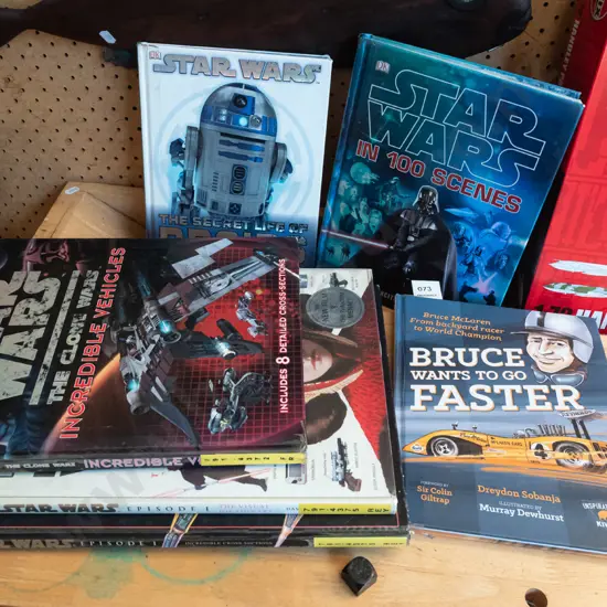 bundle of Stars Wars books, NZ Bruce McLaren book